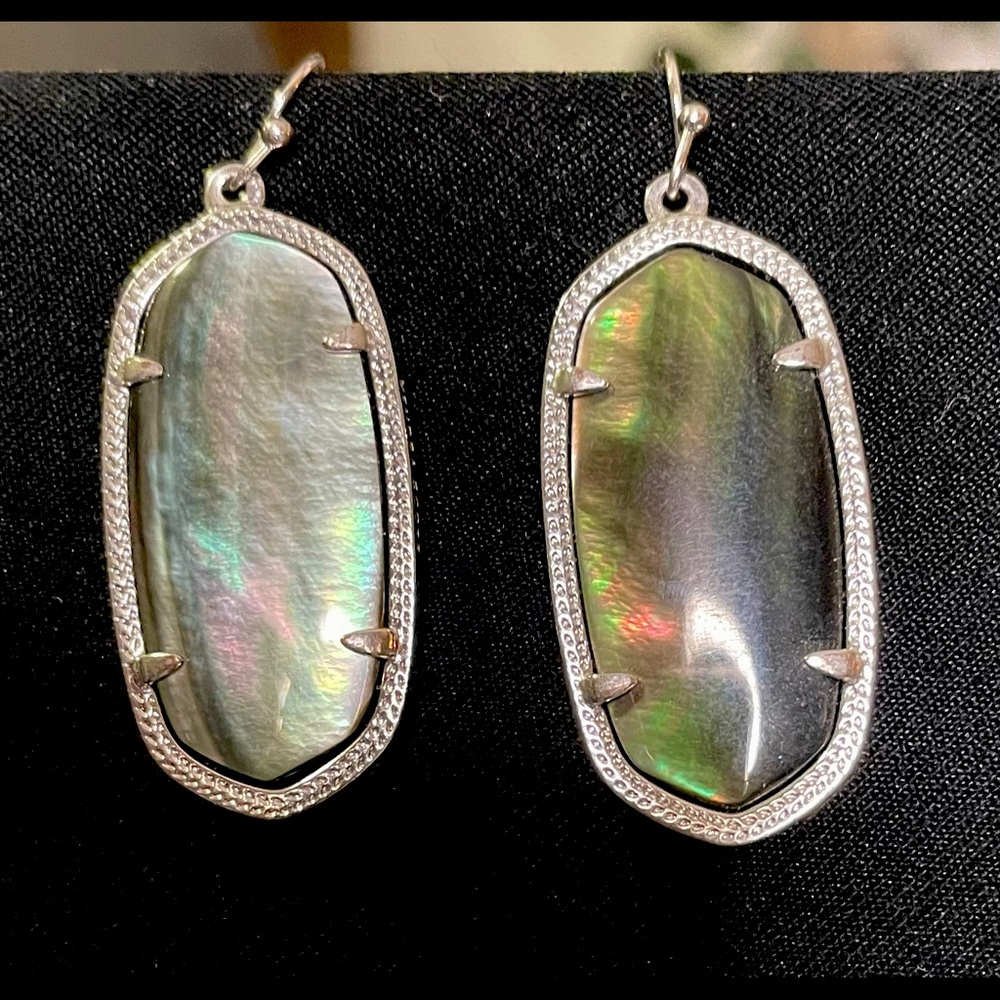 Kendra Scott rare silver Elle earrings in iridescent slate